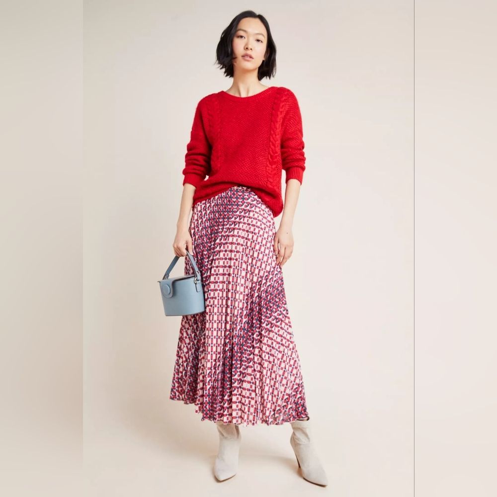 NWT Anthropolgie Maeve Pleated Midi-Skirt